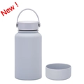 650ml matte light grey stainless steel insulated water bottle with matching silicone sleeve - 650ml / Light Gray