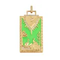 Golden Tarot The Lovers pendant with green enamel and sparkling zircon inlay - M070392-Neon Green