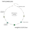 Minimalist 18k gold plated stainless steel necklace featuring a faceted blue glass stone - Chain Only / Steel Green Mix