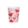 Pink Valentine's Day disposable paper cups with romantic red and white heart patterns - Heart Pattern Paper Cups