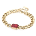 Bracciale a catena cubana placcato oro 18K con cristallo rosso rettangolare chic - Stile Cristallo Rosso (KB158122-DX)