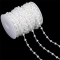 Cadena de perlas acrílicas iridiscentes en carrete para decoración de bodas DIY - Paquete Grande Bola Facetada 8mm/4mm Color AB 20m/Rollo