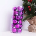 Set di palline di Natale viola con finiture lucide, opache e glitterate in tubo - 6cm / Viola