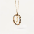 Golden necklace with letter J pendant featuring colorful zircon stones inlay - Gold J