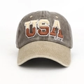 Detalle del bordado 3D USA STYLE en la textura de la gorra de béisbol retro - Gris Oscuro & Caqui (Café)