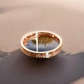 Minimalist rose gold stainless steel ring engraved with Forever Love and heart detail - 38-c-1 Rose Gold / Size 7