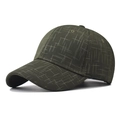Detail of olive green baseball cap showing checkered fabric texture and peak stitching - Adjustable / Army Green