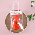 Orange bear-shaped towel gift set with red ribbon in clear bag for wedding favors - ins Gift Bag + Orange Rabbit