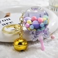 Lollipop shaker keychain with purple bow and colorful macaron beads and golden bell - Bell Style [Purple]