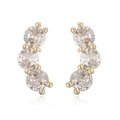 Elegant 18K gold plated bow earrings with sparkling cubic zirconia on a white background - Gold White Zircon Wing Shape