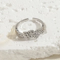 Silver evil eye heart ring with sparkling clear stones and open band design - Geometric Zirconia (JZ0297-1) / Silver