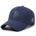 Navy blue cotton baseball cap featuring 3D letter embroidery and a classic six-panel design - Adjustable / Navy Blue