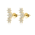 S925 sterling silver flower earrings with white opal stones in gold finish - 925 Silver / Opalite