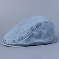 Dettaglio della trama in denim lavato azzurro di una coppola stile vintage - M (56-58cm) / Azzurro
