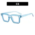 Transparent blue square frame glasses in lightweight TR90 material for a modern style - TR90 Anti-Blue Light / Transparent Blue