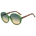 Oversized round sunglasses with transparent green frames and tortoiseshell temples - Green Frame Green Yellow Lens