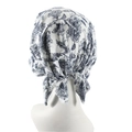 Women's pre-tied turban hat featuring navy blue floral patterns on a white background - White National Style