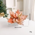 28cm rose gold artificial poinsettia flower with golden glitter for Christmas decor - Pink and Silver