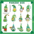 12er-Set DIY Diamant-Gnomes für St. Patrick's Day, je 6,5x7,3cm groß für Dekoration - St. Patrick's Day Gnom Schlüsselanhänger 12er Set
