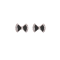 Elegant black enamel bow earrings with rose gold frame and sparkling zircons - Black Gold Bow Rhinestone