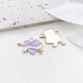 Purple heart-shaped 'Love' enamel charm in golden zinc alloy for DIY jewelry making - Heart and Arrow (21x15mm)