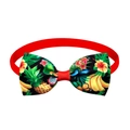 Tropical fruit print pet bowtie featuring colorful pineapple and banana patterns on dark fabric - Black Fruit Print