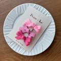 Three-piece set of gradient pink grosgrain ribbon bow hair clips on display card - Korean Pink Series