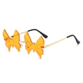 Rimless butterfly sunglasses for women with orange lenses and golden metal temples - Regular / Orange
