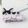 Cute purple marble acetate cat hair claw clip with black ears and yellow eyes detail - Light Purple Marbled Cat Style (C16-4-17)