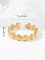 Polished gold adjustable ring featuring interconnected heart shapes with dimensions - Adjustable Open / Gold Solid Linked Hearts (W101-1)