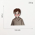 Detailed embroidery patch of cartoon boy in grey hoodie measuring 7x5.6cm and 2.6g - Anime Cloth Patch 5#