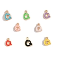 DIY colorful enamel letter Q charms with gold alloy frame for jewelry making - Letter Q / Black
