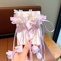 Hanfu hair clip for girls featuring purple floral design with long ribbon and tassel - Purple Big Flower Ribbon Pair Clip (469-1#)