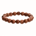 Brown goldstone beaded bracelet featuring 10mm round beads with a shimmering sand effect - 10mm Gold Sandstone