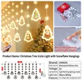 Warm white LED star and Christmas tree icicle lights with remote and battery box - Snowflake Christmas Tree Ring [Warm White]