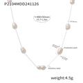 Collar de acero inoxidable plateado con perlas naturales de agua dulce y cadena ajustable - Plateado (P2104)