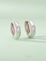 Detailed macro view of S925 sterling silver hoop earrings with marquise-cut zircon stones - 925 Silver / White Gold