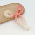 Pink gradient ribbon bow hair claw clip with gold spring and translucent finish - Gradient Jelly Peach Pink