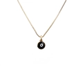 Elegante goldene Halskette mit einem minimalistischen schwarz-weißen Evil Eye Anhänger - Schwarz