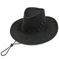 Sombrero vaquero estilo western negro con ribete trenzado y correa de barbilla ajustable - M (56-58cm) / Negro