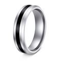 Modern minimalist stainless steel ring with a black enamel stripe and silver finish - US 6 / Male Style