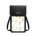 Schwarze Handy-Umhängetasche mit Blumendruck und New Fashion Schriftzug - Schwarz