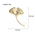 Broche feuille de ginkgo dorée en alliage brossé avec dimensions et poids indiqués - Or(C643-B)