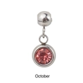 Detailed close-up of a silver October birthstone pendant with faceted pink gemstone - Silver - October