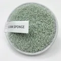 Round reusable soft light green microfiber cleansing sponge with clean sponge label - Cloud Velvet Light Green