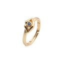 Verstellbarer goldener Evil-Eye-Ring mit blauem Zirkon auf weißem Hintergrund - Einstellbar Offen / Blau
