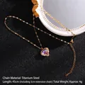 Pink heart-shaped zircon pendant necklace on gold titanium steel chain for women - Gold with Gradient Heart