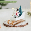 Christmas snowman iron sled ornament featuring a white scarf and golden metal runners - Iron White Sled Snowman