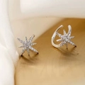 Élégante manchette d'oreille étoile argentée avec oxydes de zirconium pour oreilles non percées - Argenté