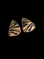 Vintage golden triangle earrings with black animal patterns in polished titanium steel - Earrings